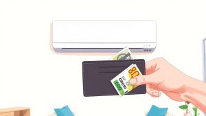 Klimaanlage mit Geld und Wohnzimmer