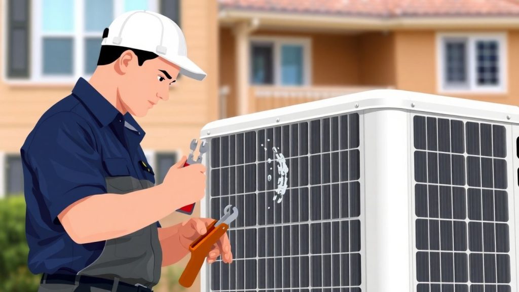 Techniker repariert Klimaanlage im Notdienst