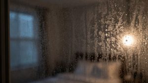 Kondenswasser an einem Fenster