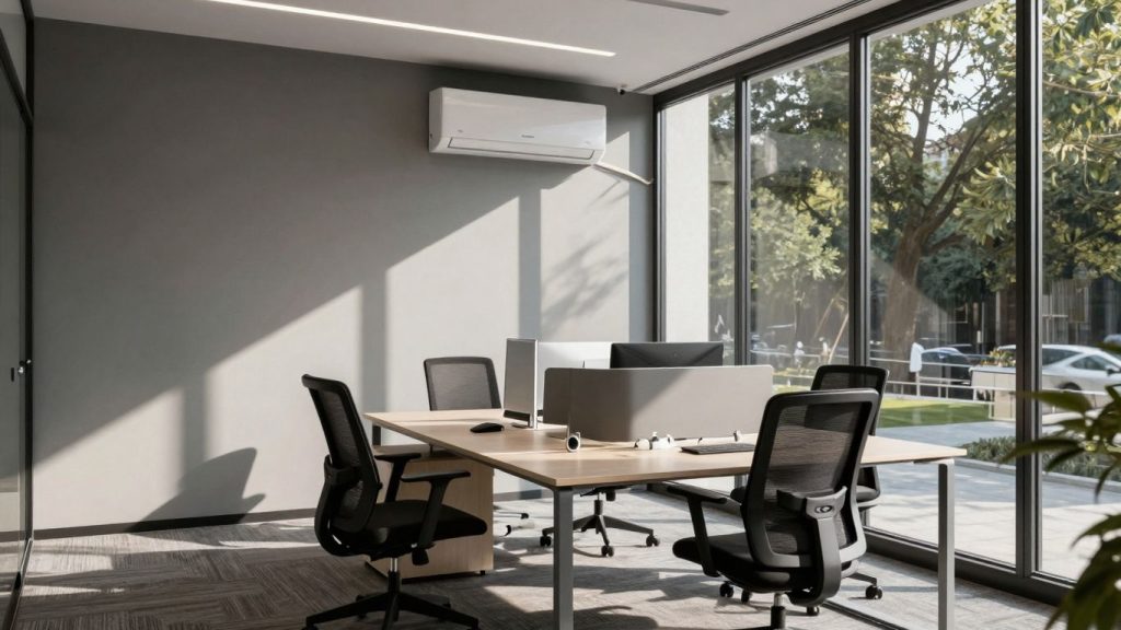 Büro mit Klimaanlage und Sonnenlicht