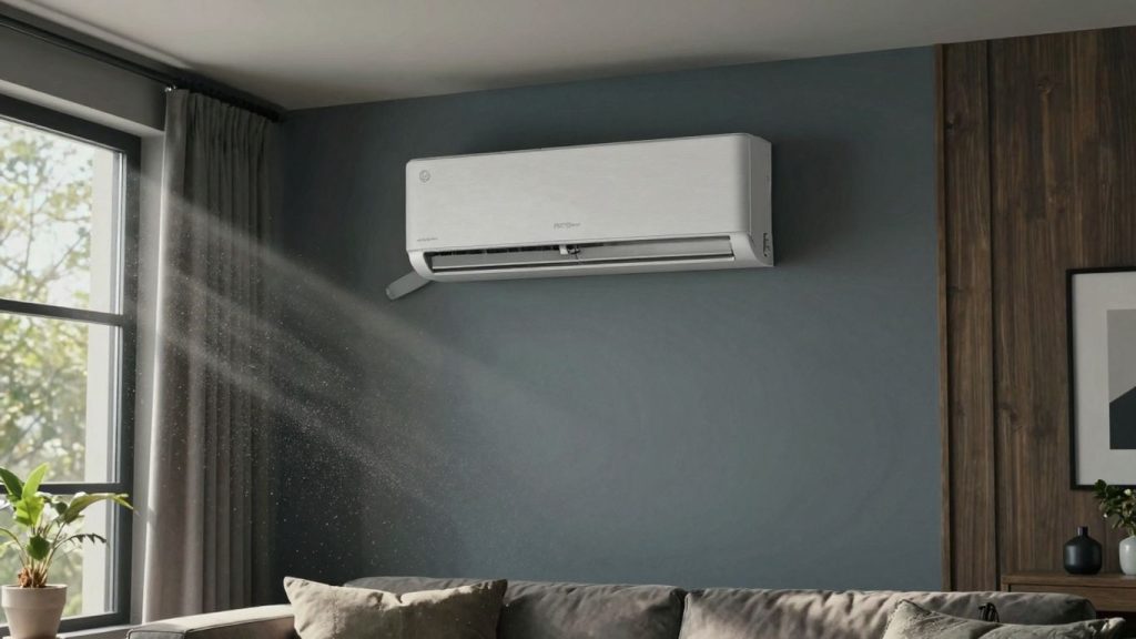 Moderne Klimaanlage in einem stilvollen Wohnzimmer.