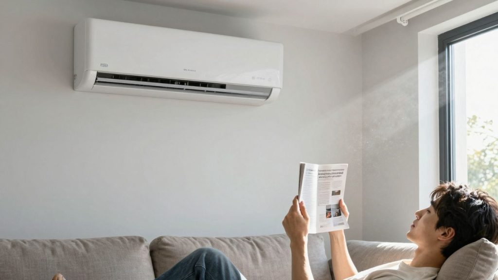 Klimaanlage in einem sonnigen Wohnzimmer