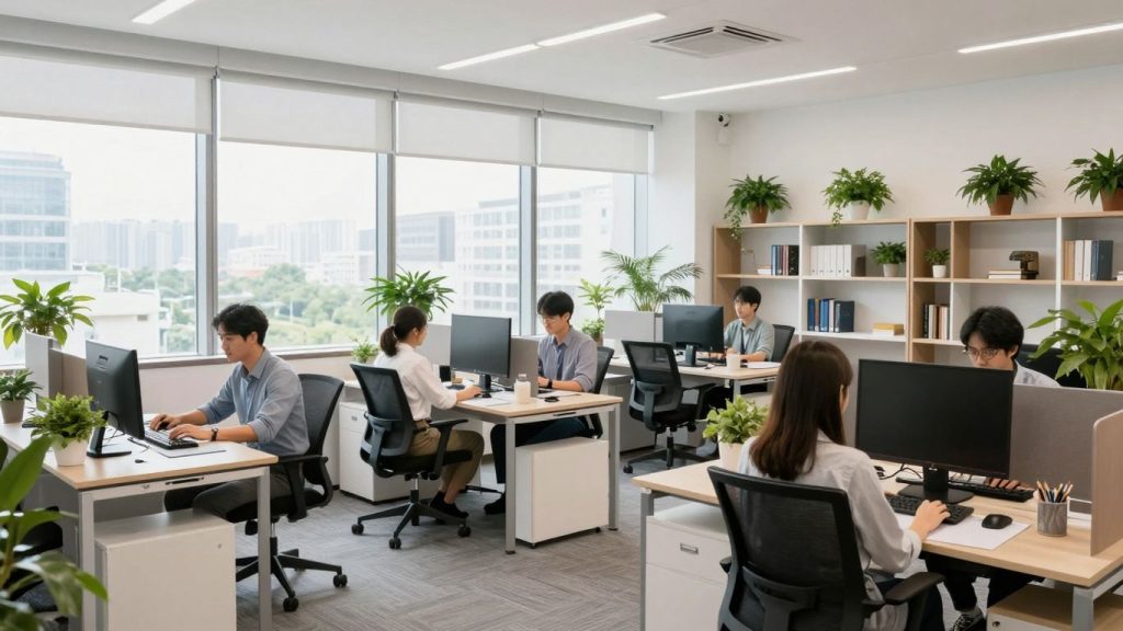 Büro mit Pflanzen und natürlichem Licht